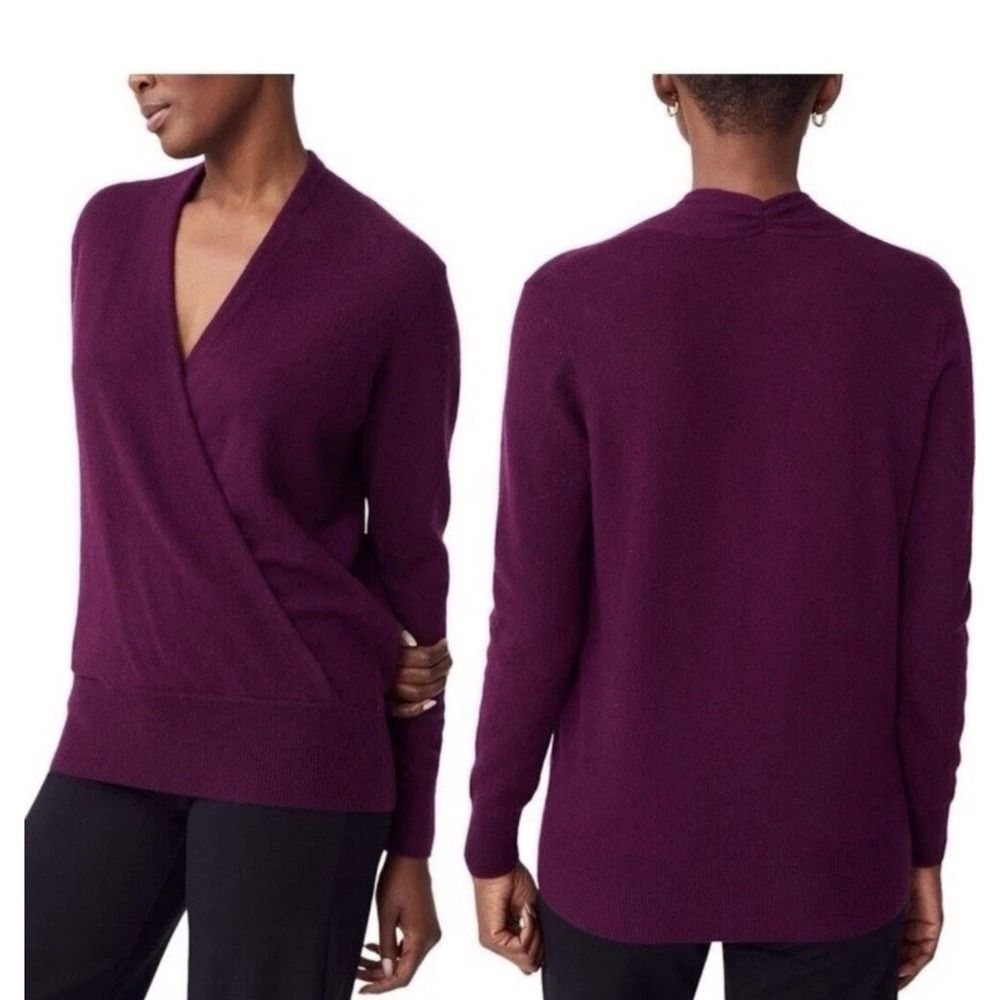 J. Mclaughlin Cashmere Deep V Faux Wrap Casual Sweater Size M
